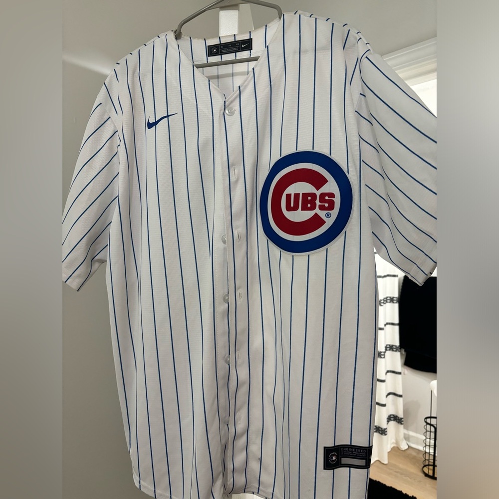 White and blue cubs jersey